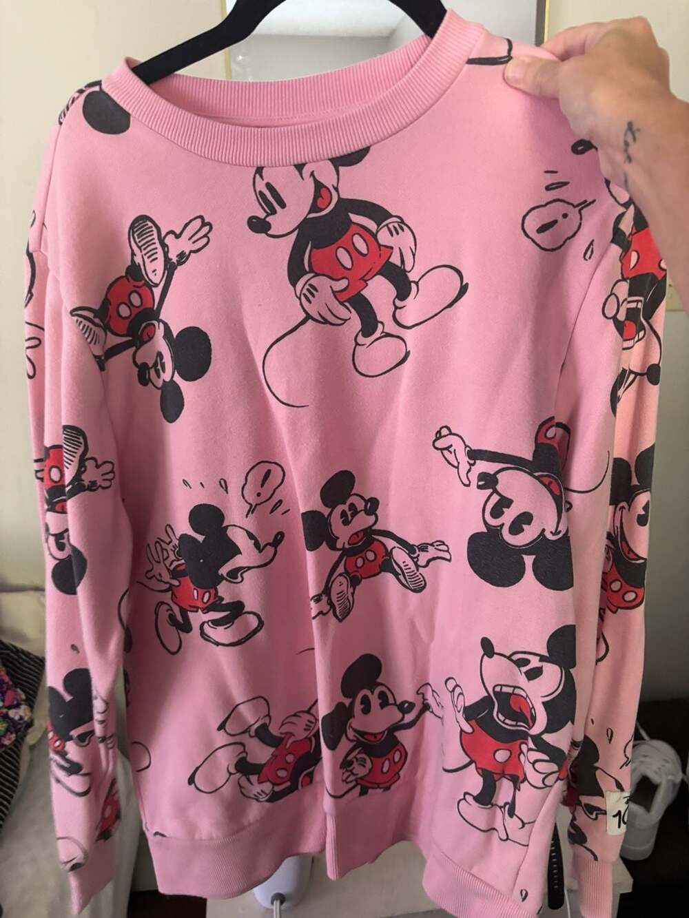 Disney 100 Mickey Mouse Sweatshirt Size SM Pink All Over Print